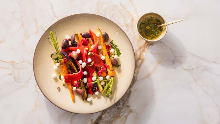 geroosterde groente met geitenkaas - 3840x2160px